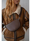 Жіноча сумка 02649 сідло крос-боді коричнева, фото 6