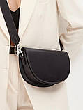 Жіноча сумка крос-боді 02649 сідло на ремінці чорна, фото 4