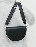 Жіноча сумка крос-боді 02649 сідло на ремінці чорна, фото 5