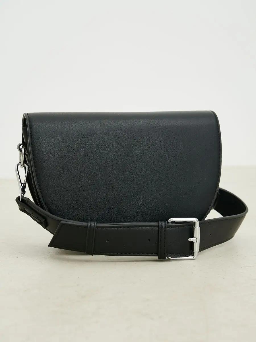 Жіноча сумка крос-боді 02649 сідло на ремінці чорна, фото 1