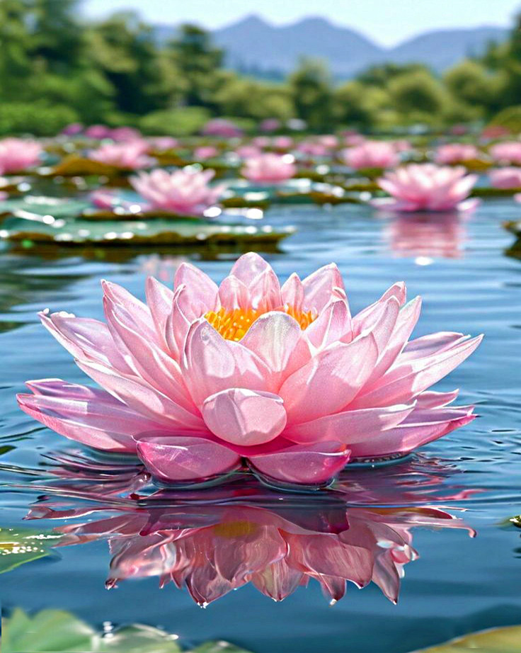 Алмазна мозаїка Латаття на воді My-Art AR-3275 (40 x 50 см) + стрази AB+FD на підрамнику, фото 1