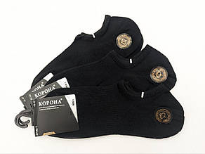 Чоловічі ультракороткі шкарпетки Корона, однотонні бавовняні спортивні, 41-47, 10 пар/уп. чорні