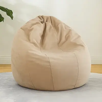 Велюрове крісло мішок груша антистрес для дитячої зони відпочинку / М'яке сидіння змінює форму 70х65 см Бежевий