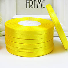 Атласна стрічка 0,6 см, №15 жовтий, рулон 33 м