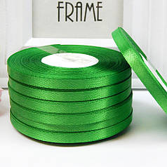 Атласна стрічка 0,6 см, №19 зелений, рулон 33 м