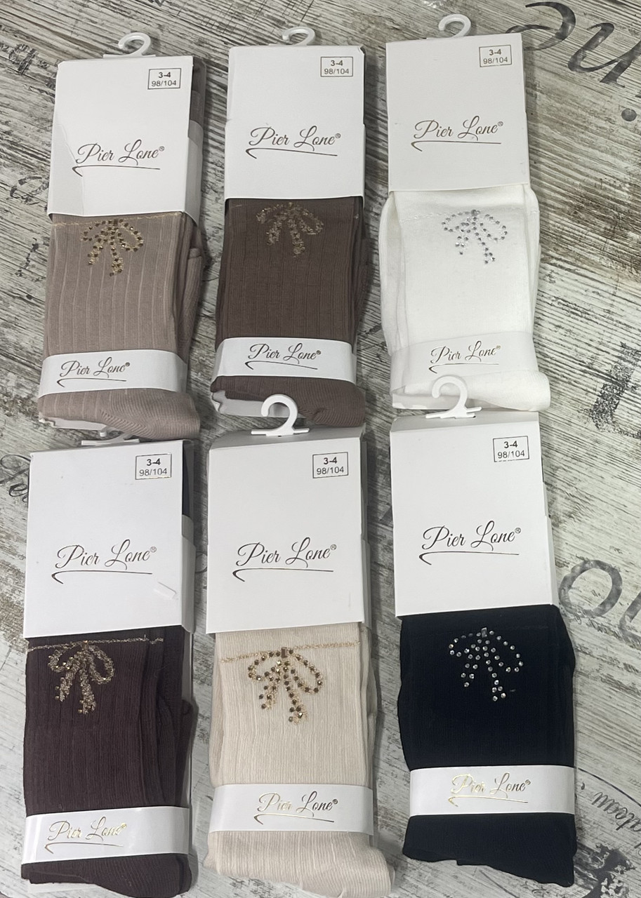 Кольорові однотонні колготки для дітей із бантиком, фото 1