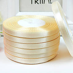 Атласна стрічка 0,6 см, №8 кремовий, рулон 33 м