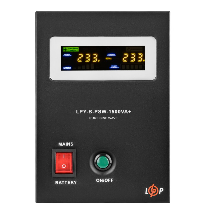 ДБЖ з правильною синусоїдою 24V LPY-B-PSW-1500VA+(1050Вт) 10A/15A, фото 1