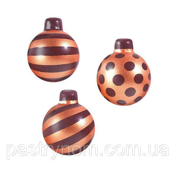 Декор Новорічні кульки бронза 3 види 3,7х3 см (упаковка 72 штуки) PCB 1 шт