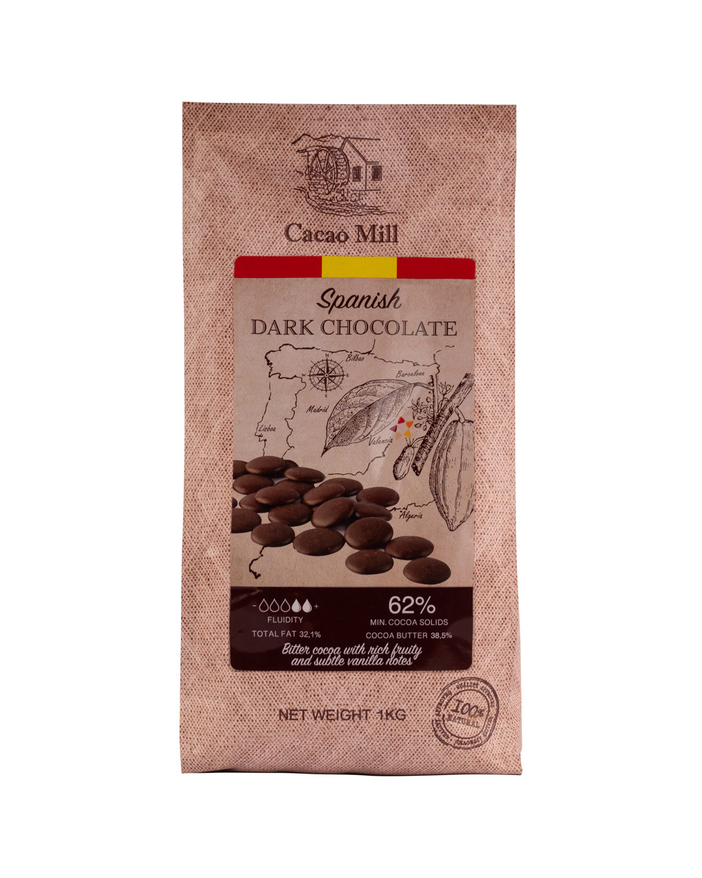 Шоколад чорний 62% Natra Cacao 1 кг