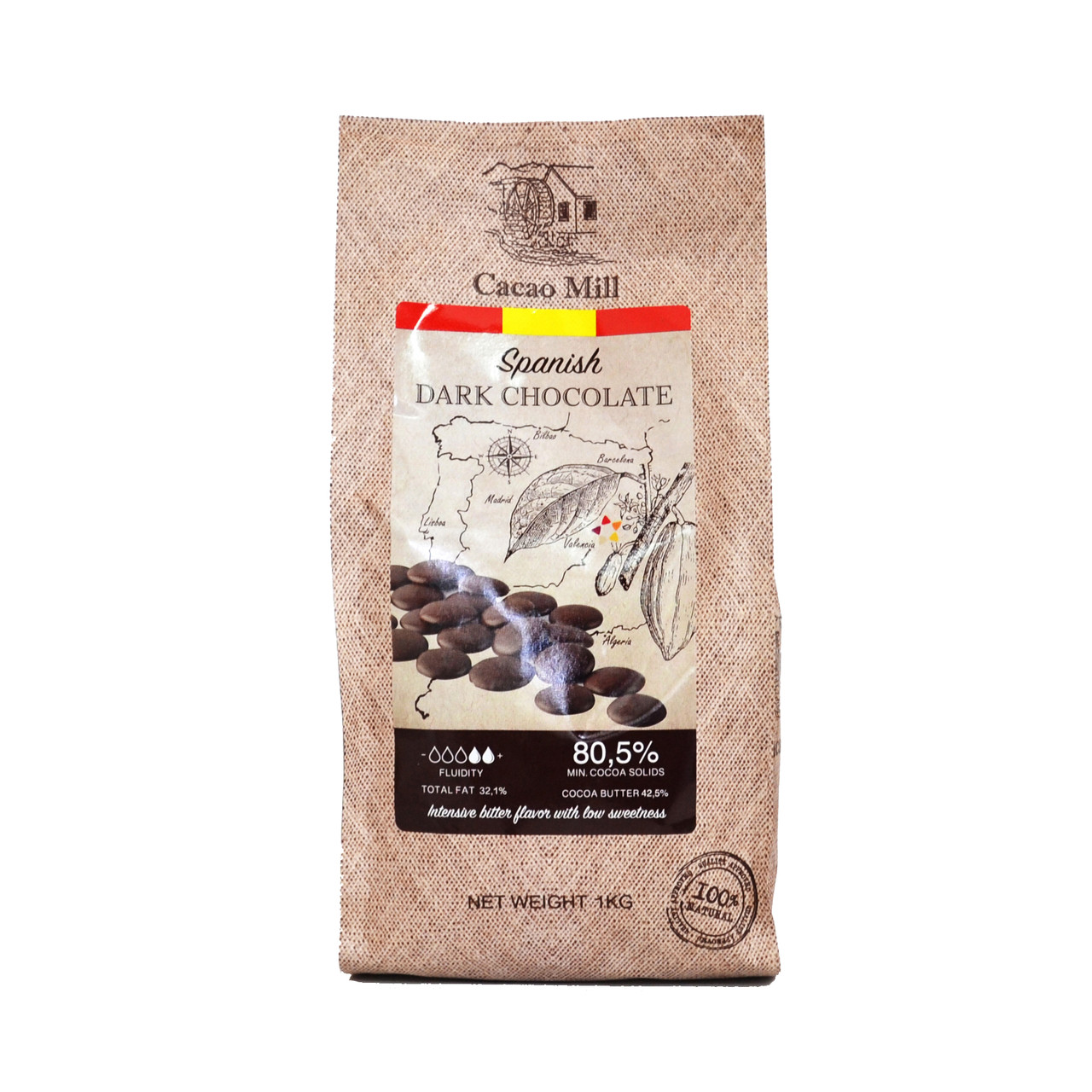 Шоколад чорний 80,5%,Natra Cacao,  1 кг