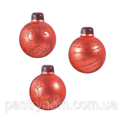Декор Новорічні кульки 3 види 3,7х3 см (упаковка 72 штуки) PCB 1 шт, фото 1
