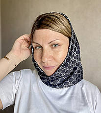 Шовкова брендова хустка Gucci 70*70 см чорна, фото 3