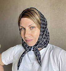 Шовкова брендова хустка Gucci 70*70 см чорна, фото 2