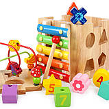 Дерев'яна іграшка логічних сортерів куб для дітей, центр розвивальний, фото 3