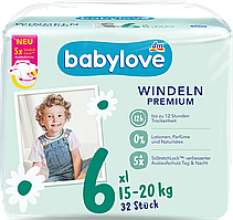 Підгузки Babylove premium 6 (15-20кг) 32шт