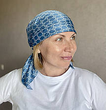 Шовкова брендова хустка Gucci 70*70 см синя бірюза, фото 4