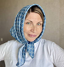 Шовкова брендова хустка Gucci 70*70 см синя бірюза, фото 3