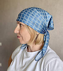 Шовкова брендова хустка Gucci 70*70 см синя бірюза, фото 5