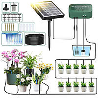 Система капельного полива 15м, на солнечной батарее / Система орошения / Комплект для подачи воды из емкости