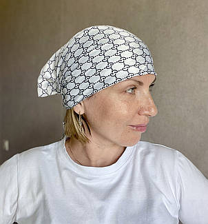 Шовкова брендова хустка Gucci 70*70 см біла, фото 1