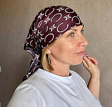 Шовкова брендова хустка Celine 70*70 см шоколадна, фото 3