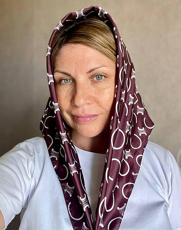 Шовкова брендова хустка Celine 70*70 см шоколадна, фото 1