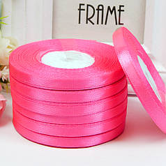 Атласна стрічка 0,6 см, №5 яскраво-рожевий, рулон 33 м