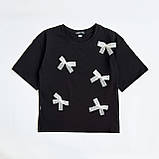 Футболка біла для дівчинки з бантиками святкова для школи Смайл Тайм Miracle, SmileTime, фото 2