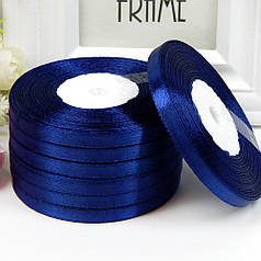 Атласна стрічка 0,6 см, №38 темно-синій, рулон 33 м