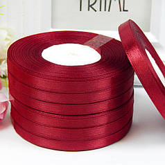 Атласна стрічка 0,6 см, №33 темно-червоний, рулон 33 м