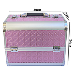 Кейс для майстра манікюру - косметичка-органайзер складний для бьюті майстра, валіза ADH-1403SJ рожева, фото 3