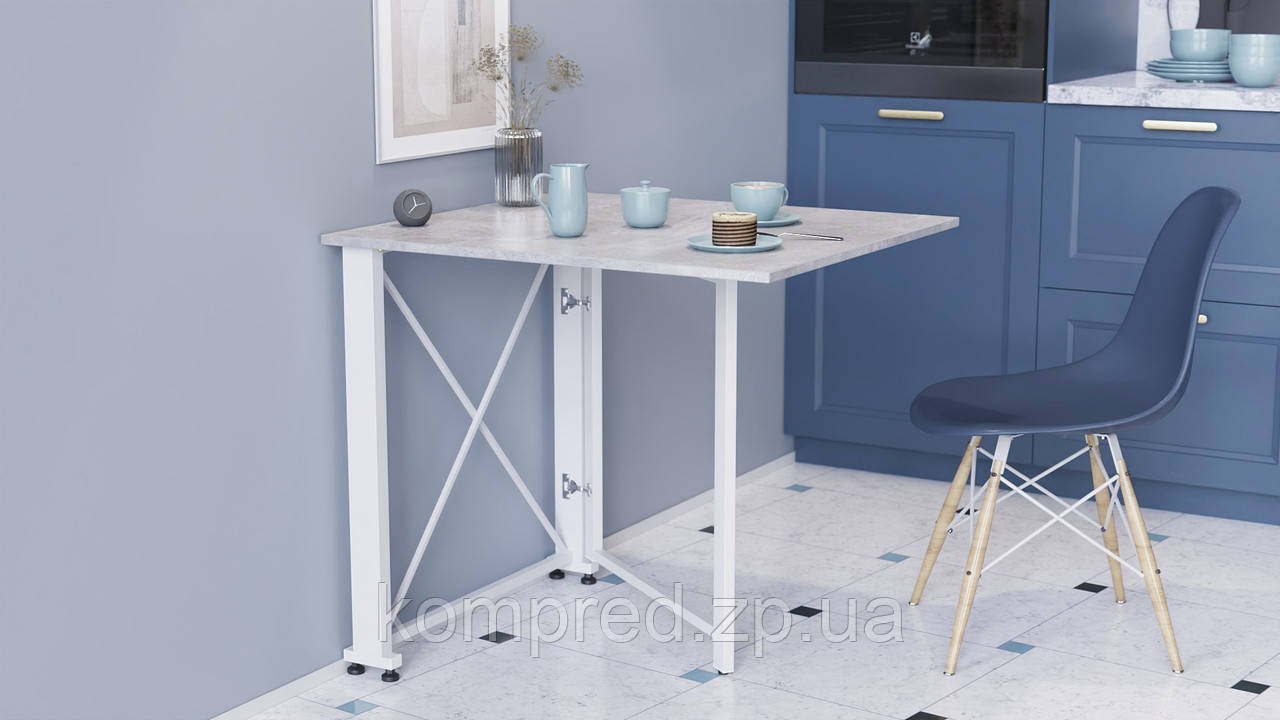 Стіл-книга трансформер Оріон 1 Ferrum-decor 750x810x730 Білий метал ДСП Бетон 16 мм (FRD-104610), фото 1