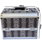 Кейс для бьютімайстра - розкладний органайзер для манікюрних інструментів ADH-1403SW текстура "змія" чорний, фото 3