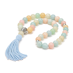 Берил різнокольоровий Ø10 мм. чотки 33 камені з пензликом, 020ЧТБ