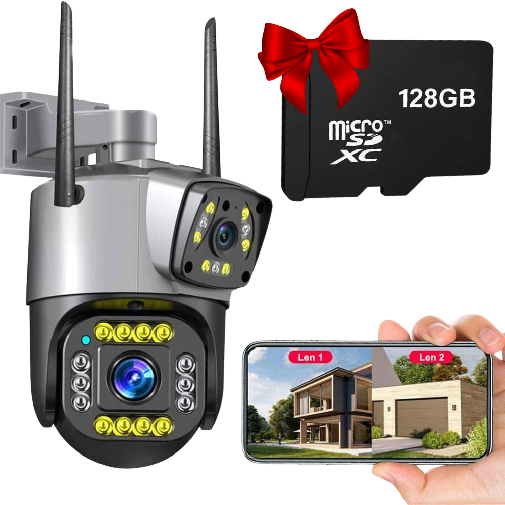 Вулична IP камера 8Мп, Qettopo V380 + Подарунок Карта пам'яті 128GB / Поворотна WiFi камера спостереження, фото 1