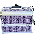 Кейс для манікюрних інструментів, тату, візаж, побутове приладдя ADH-1403SW текстура "змія" фіолетовий, фото 3