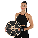 Диск збалансований дерев'яний 39 см WOOD BALANCE BOARD Zelart FI-9665 Чорний, фото 7