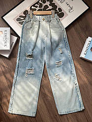 Джинси для дівчинки палаццо рвані та потерті Синій A39, 72, YY baby, Синій, Для дівчаток, Весна Осінь, 140