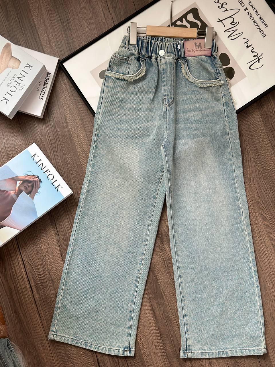 Джинси для дівчинки з буквою "М" шрокие Синій 9006, 100, H.My Fashion, Синій, Для дівчаток, Весна Осінь, 152, фото 1