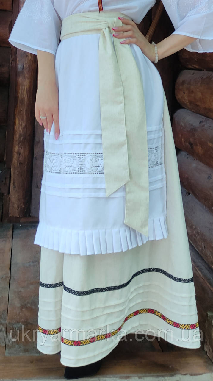 Декоративний український фартух запаска "Біла троянда"