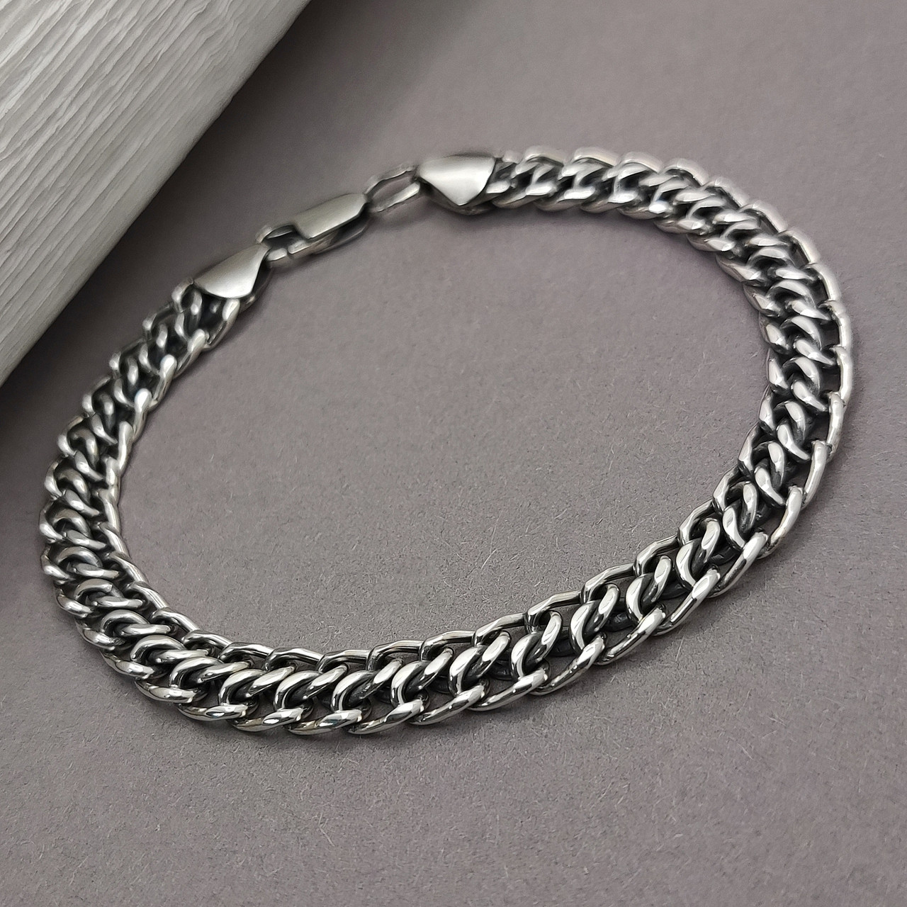 Срібний браслет плетіння "Панцир подвійний", фото 1