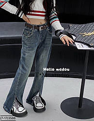 Джинси для дівчинки клеш з розрізами Сині 3588, 71, TANGMU, Синій, Для дівчаток, Весна Осінь, 128