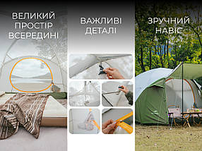 Намет чотиримісний Naturehike KOTA 4 CNK2450WS041, темно-зелений, фото 3