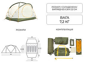 Намет чотиримісний Naturehike KOTA 4 CNK2450WS041, темно-зелений, фото 5