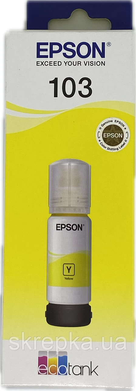 Оригінальні чорнило Epson EcoTank 103 Yellow (65мл), фото 1
