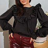 Жіноча блуза з воланом на грудях і об'ємними рукавами ліхтариками (р. 42-52) 80131101, фото 5