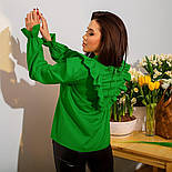Жіноча блуза з воланом на грудях і об'ємними рукавами ліхтариками (р. 42-52) 80131101, фото 7