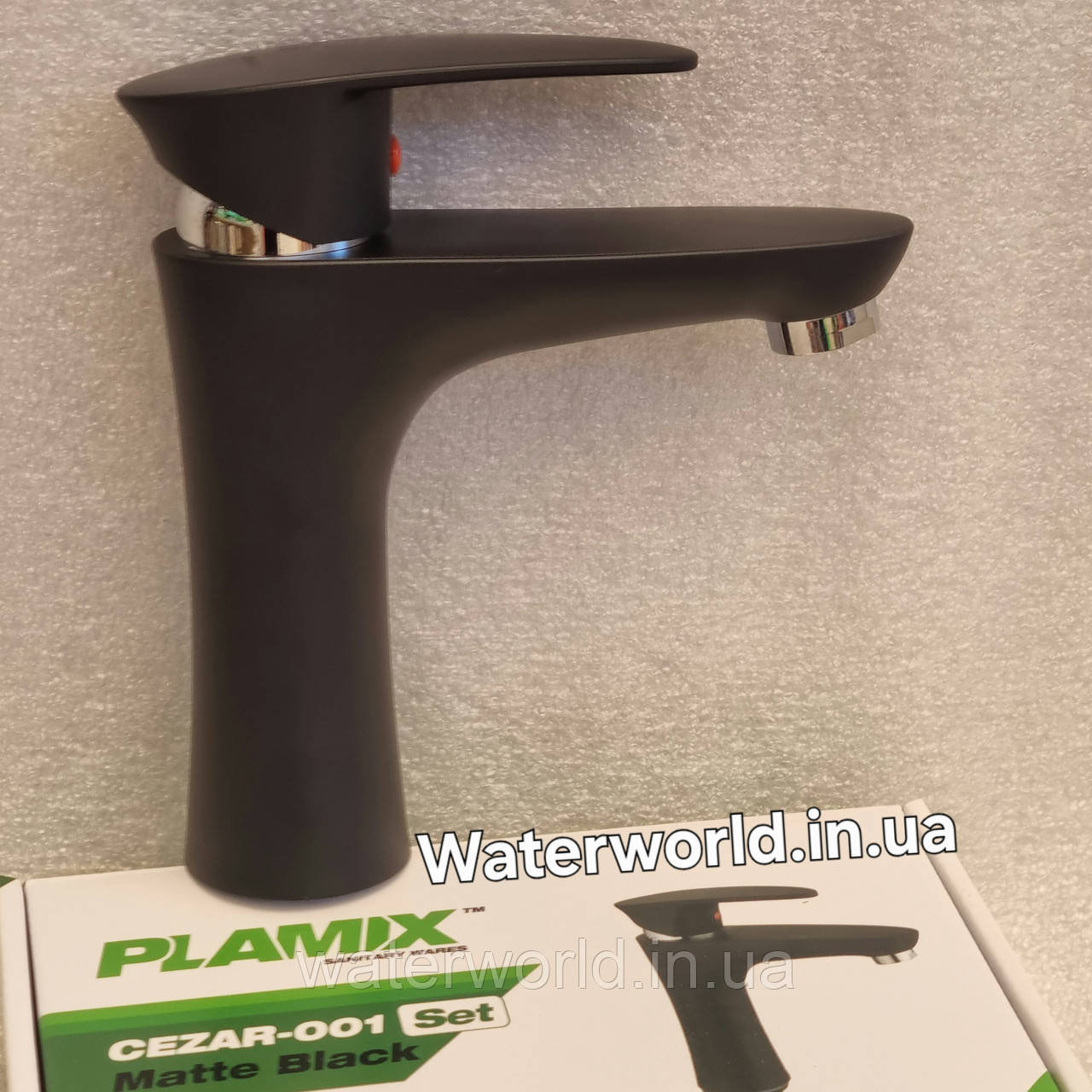 Змішувач для умивальника з термопластику PLAMIX CEZAR-001 SET Black + шланги для підключення М10 50 см, фото 1