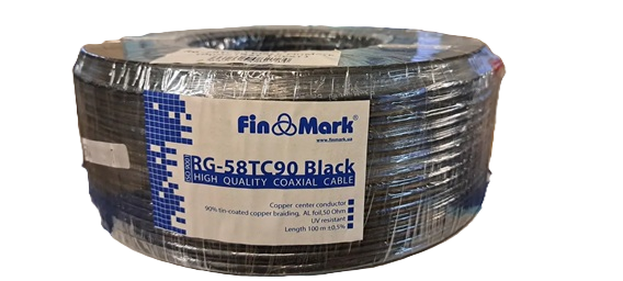Коаксіальный кабель 50 Ом FinMark RG-58TC90 (багатожильний, 100% лужена мідь), фото 1